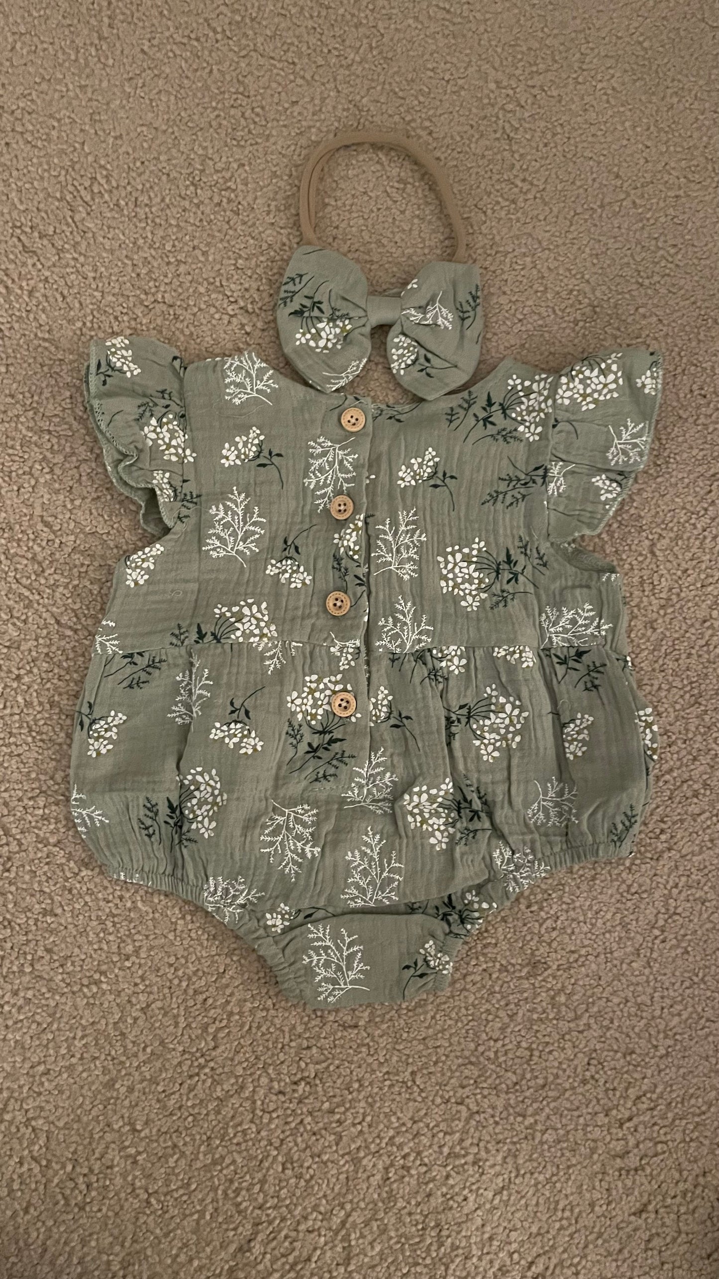 Floral Green Romper