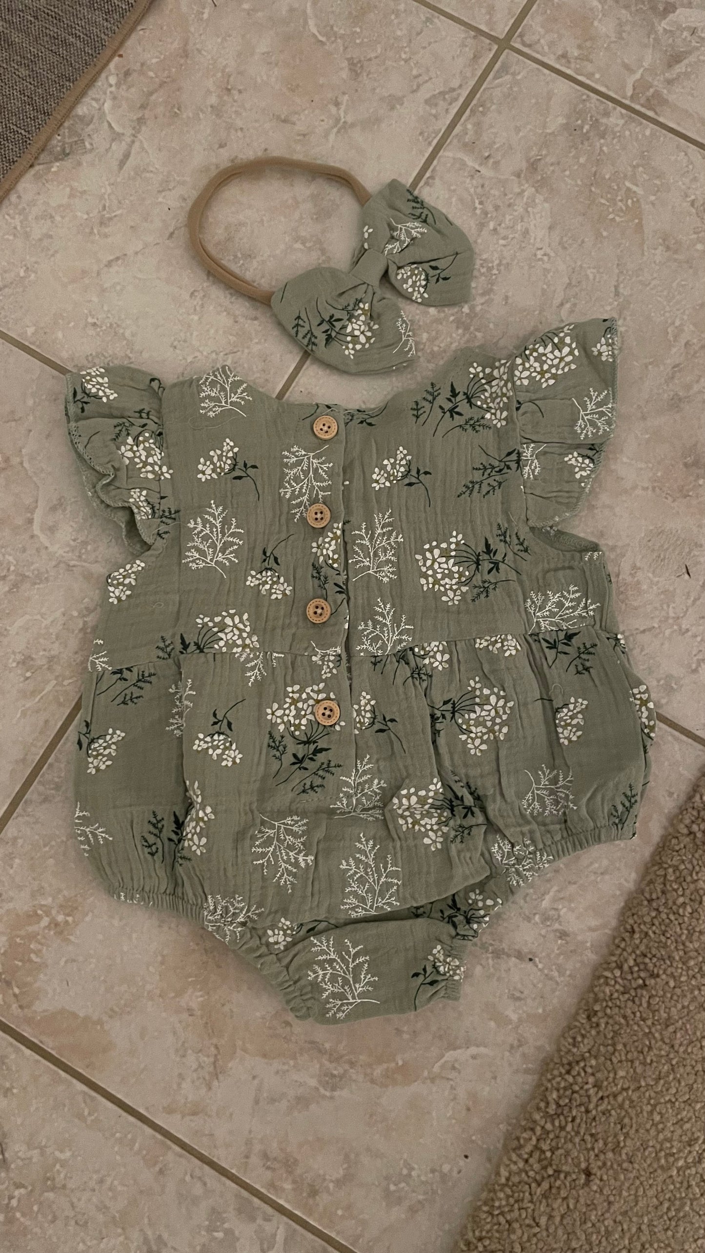 Floral Green Romper