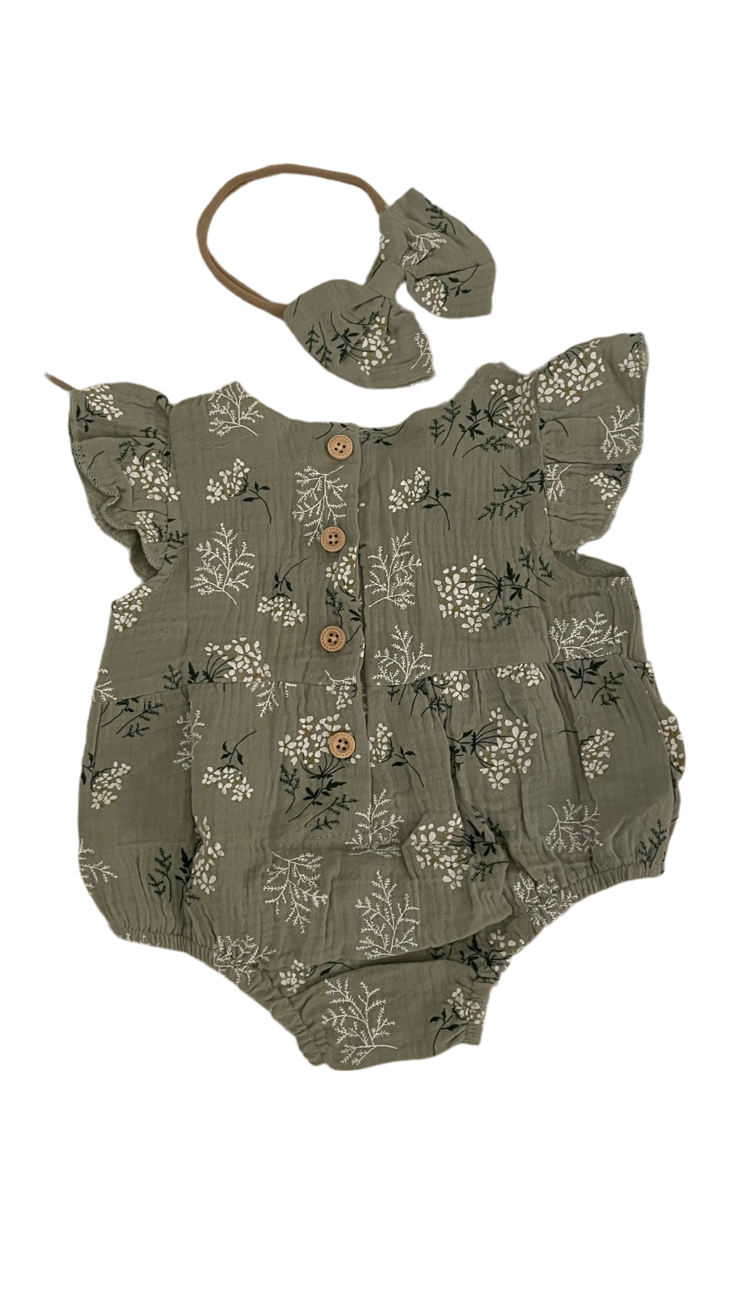 Floral Green Romper