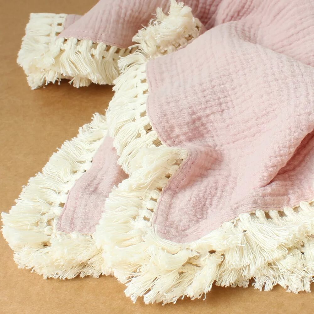 Muslin Swaddle Fringe Blanket