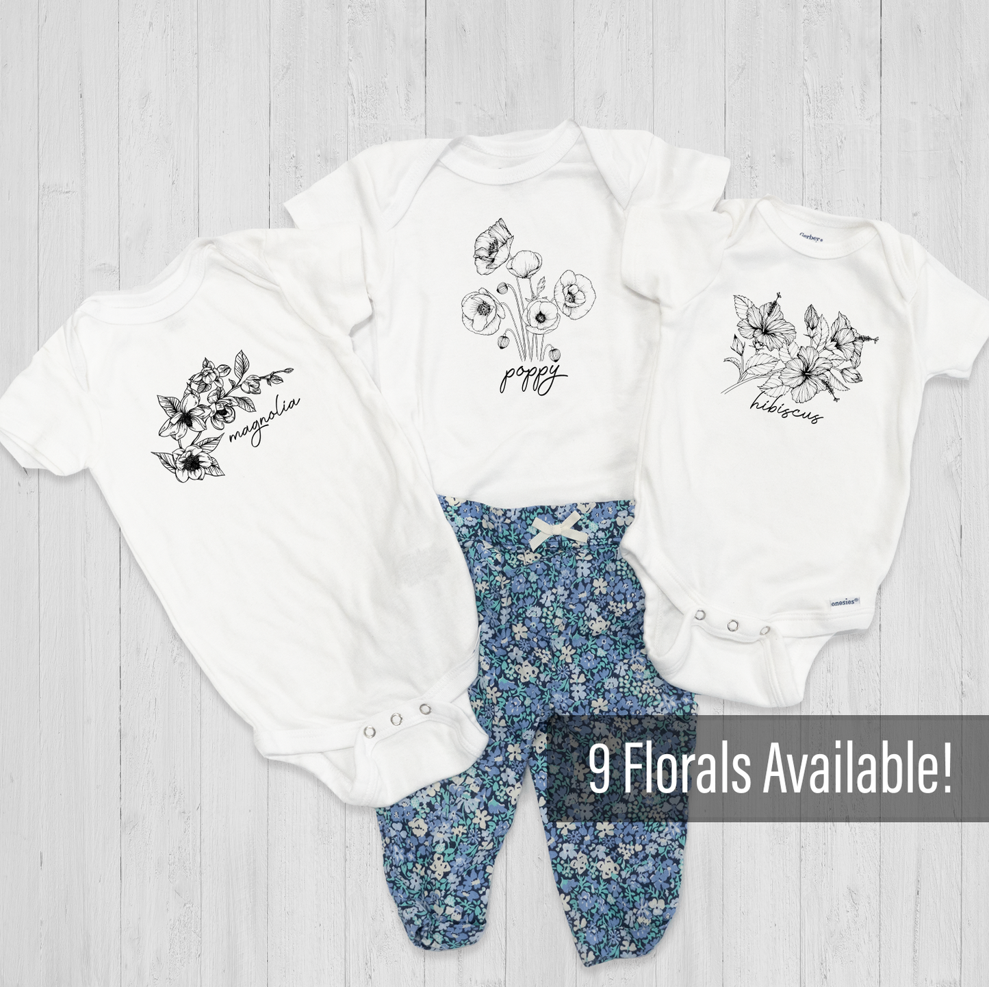 Black and White Floral Bodysuit Collection
