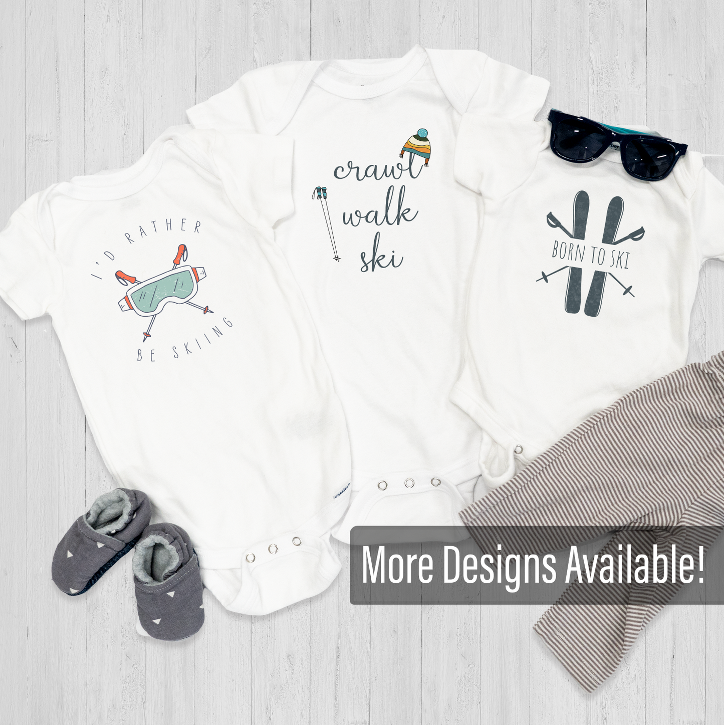 Crawl Walk Ski Tee-Shirt and Onesie Collection