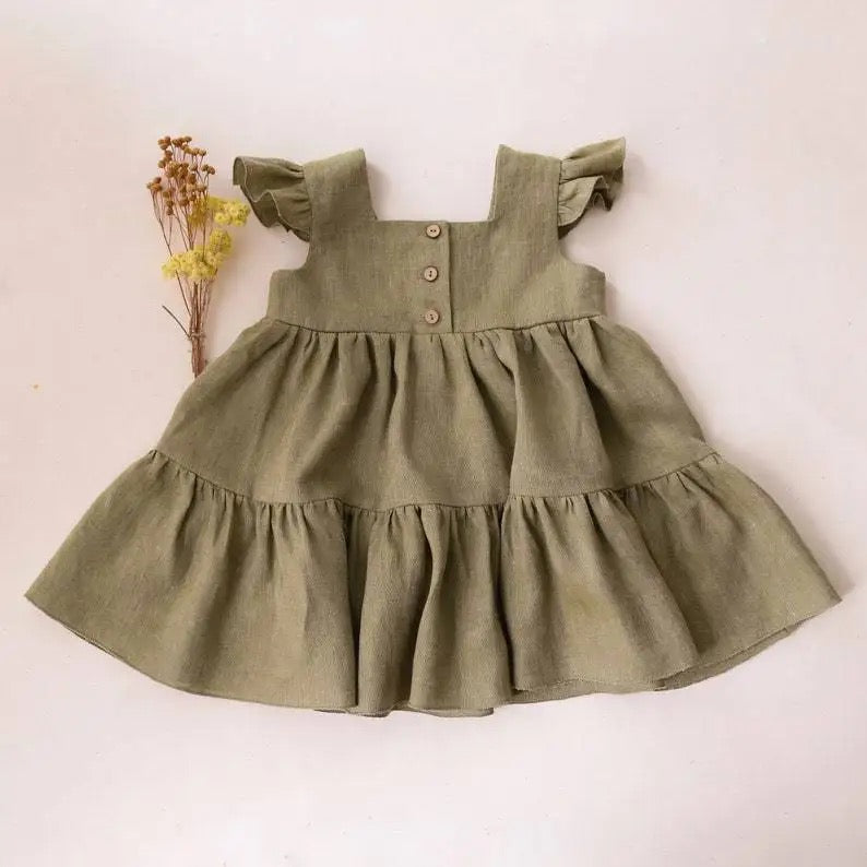 Sleeveless Linen Flutter Dress