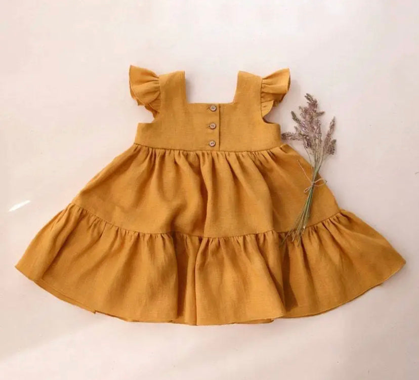 Sleeveless Linen Flutter Dress