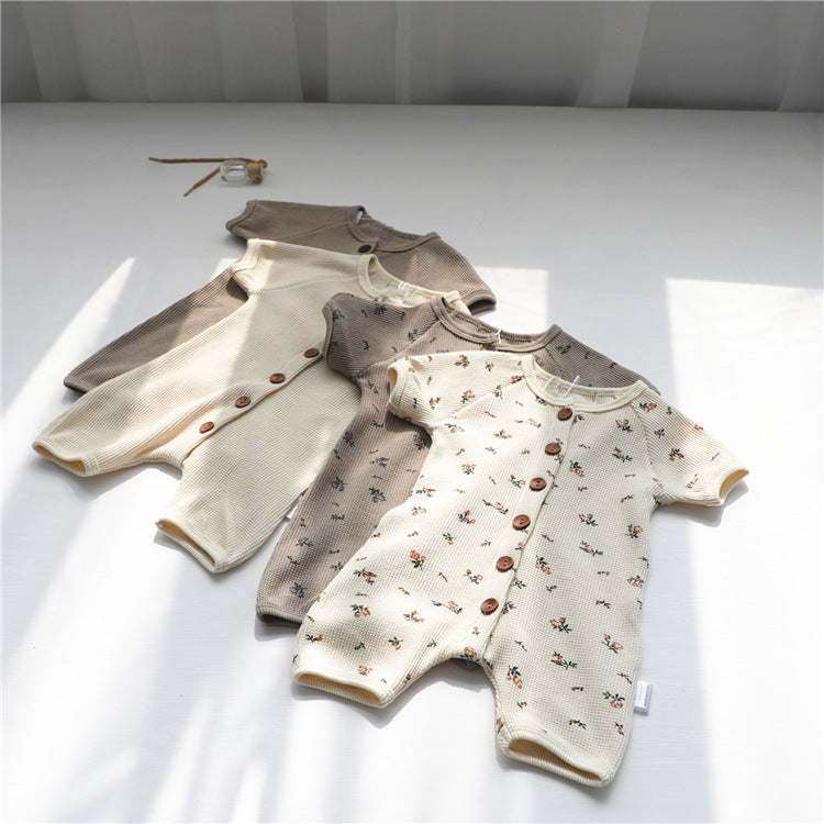 Short-sleeved Waffle Romper