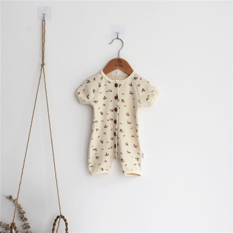 Short-sleeved Waffle Romper